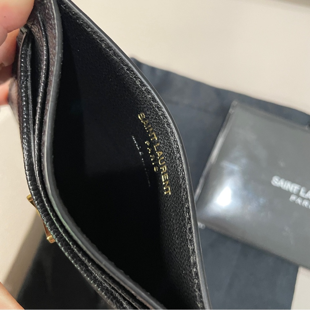 Saint Laurent Black Card Holder with Gold Logo - Picture 7 of 8